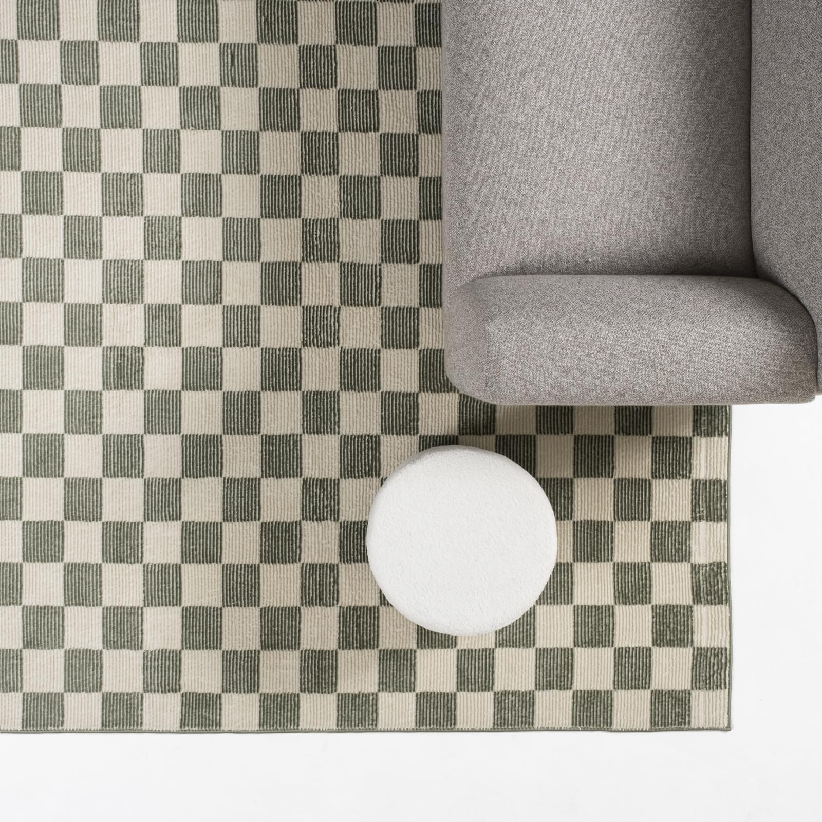 Photo 1 of ** USED *** Revival Rugs Gambit 7'10"x10' Checkered Rug Washable Area Rug for Living Room Bedroom - 100% Recycled Oeko-TEX Certified, Medium Pile, Green, Beige