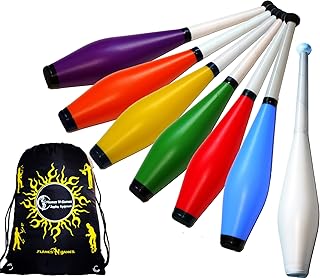 Juggle Dream Trainer Jonglierkeulen 3er-Set (13 Farbkombi) Jonglier Keulen Training Set + Flames N Games Reisetasche! Große Jonglierkeule Set für Kinder & Erwachsene! (Blau)