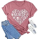 MAIHUN Women Nurse Life Shirt Nurse Letter Print Tee Tops Nurse Day Gifts Shirts Inspirational Short Sleeve