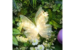 VIHOSE 24in Large LED Christmas Tree Butterfly Decoration Giant 3D Hanging Silk Butterfly Light Christmas Tree Topper Decoration for Holiday Crafts Wreath Garland Wedding Party Decor(White)