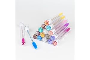 i-Laesh 20 Pcs Lash Brush Eyelash Brushes for Eyelash Extensions Spoolies Cleaning Mascara Wands Tube Diamond Disposable Makeup Tool Applicator Set Sanitary Extension Supplies (Diamond-mix)