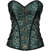 Charmian Women's Spiral Steel Boned Steampunk Gothic Bustier Corset with Chains
