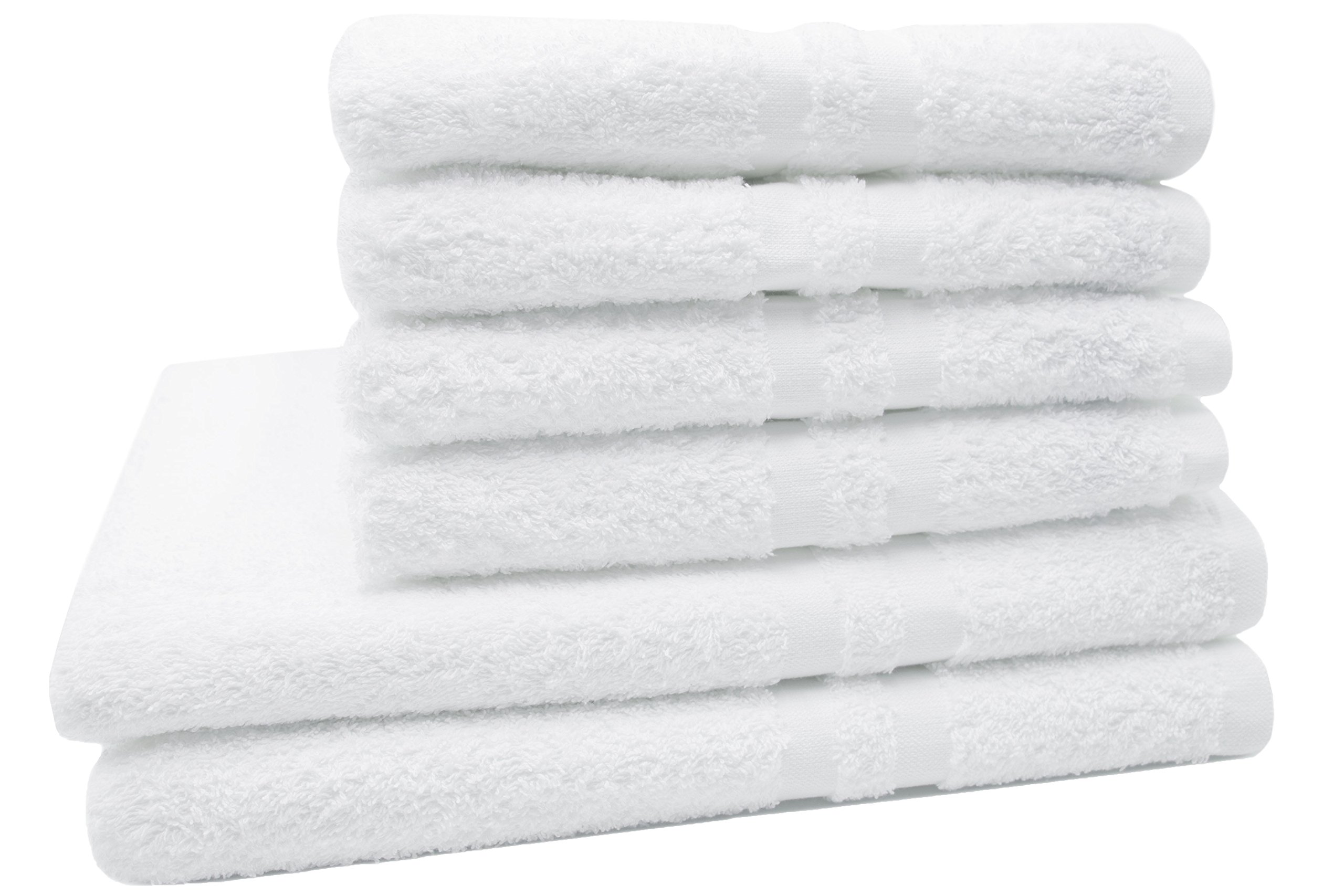 Zollner® Amalfi terry towel / bath towel set, white, 100% cotton, includes 4x hand towels (50 cm x 100 cm) and 2x bath towels (70 cm x 140 cm) or 8 hand towels (2 x 16 cm x 21 cm, 2x 30 cm x 50 cm, 4x 50 cm x 100 cm) and 2x batch towels (70 cm x 140 cm)., 100 % Cotton, 001-weiß, Set 4x 50/100 cm + 2x 70/140 cm