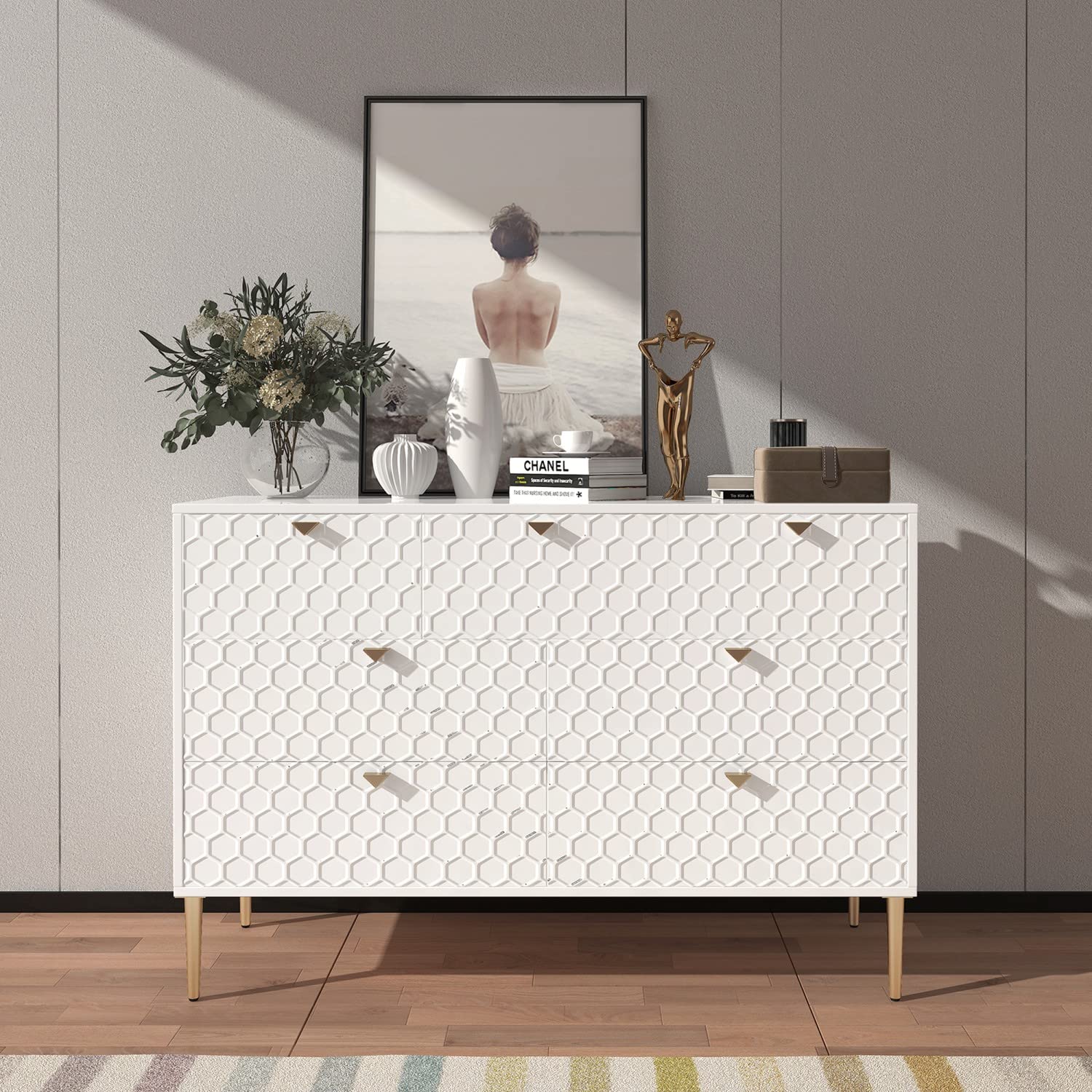 Photo 1 of *******SIMILAR ITEM******
Boyel Living 7 Drawer Cabinet in White, Buffet Cabinet?Tall Storage Cabinet Organizer Unit with Metal Legs for Entryway, Living Room,?MDF??Modern Storage Cabinet