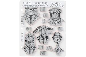 STAMPERS ANONYMOUS Art Gone Wild Tim Holtz Hipster Cling Rubber Stamp Set, Synthetic Material, Multi-Colour, 24.5 x 18 x 0.6 cm