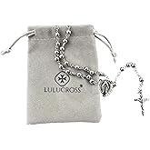 lulucross Stainless Steel Rosary Necklace for Men Women - St Benedict Crucifix Cross Prayer Beads - Durable Y Shaped Catholic Rosary Necklace for Daily Prayer - Religious Spiritual Protection Gift