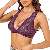 SHEKINI Women Bras Lace Bralettes for Women Wireless Halter Bra Padded Bralette Crop Top Vest Bra Lingerie