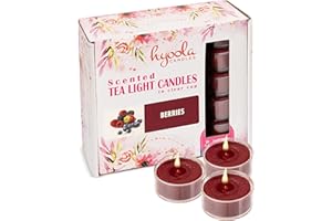 HYOOLA Scented Tealight Candles - Clear Cup - Berries Tealight Candles Scented - 6 Hour Burn Time - 15 Pack - European Made