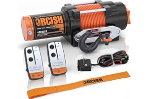 ORCISH 4500 lb 12V DC Waterproof Electric Winch, ATV/UTV Winch Kit for Towing, 1/4"×50' Synthetic Rope with Both Wireless Handheld Remote and Corded Control Recovery, Easy Assembly Winches