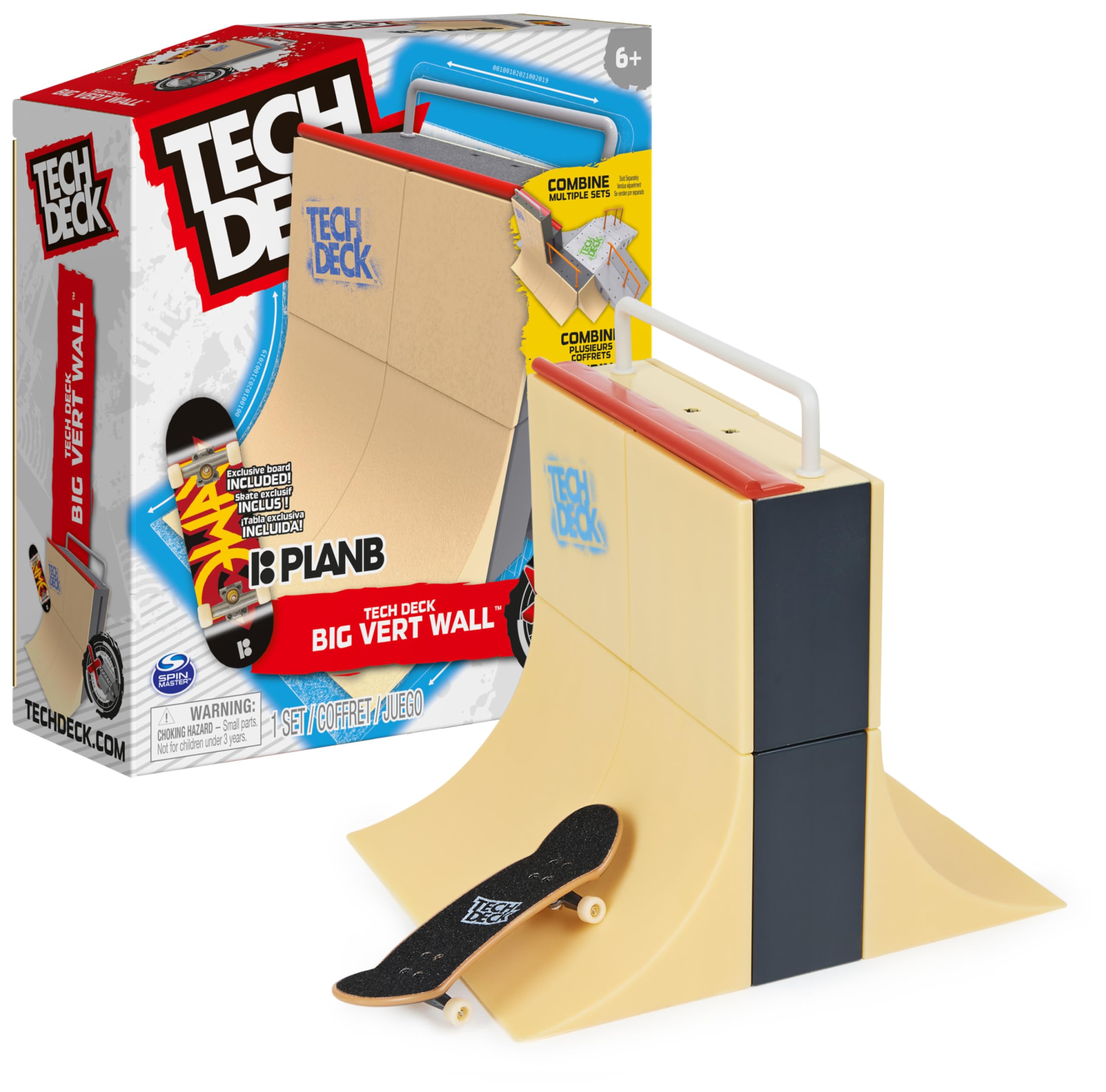 Tech Deck, Big Vert Wall X-Connect Park Creator, Customisable and Buildable Ramp Set with Exclusive Fingerboard, Kids’ Toy for Boys and Girls Ages 6 and up