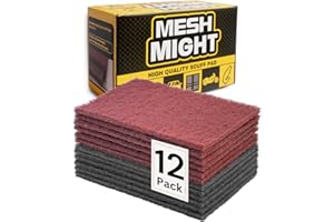 12-Pack 6x9 Scuff Pads, Non-Woven Aluminum Oxide for Auto Body, Woodworking, Metal Finishing (Maroon & Gray)