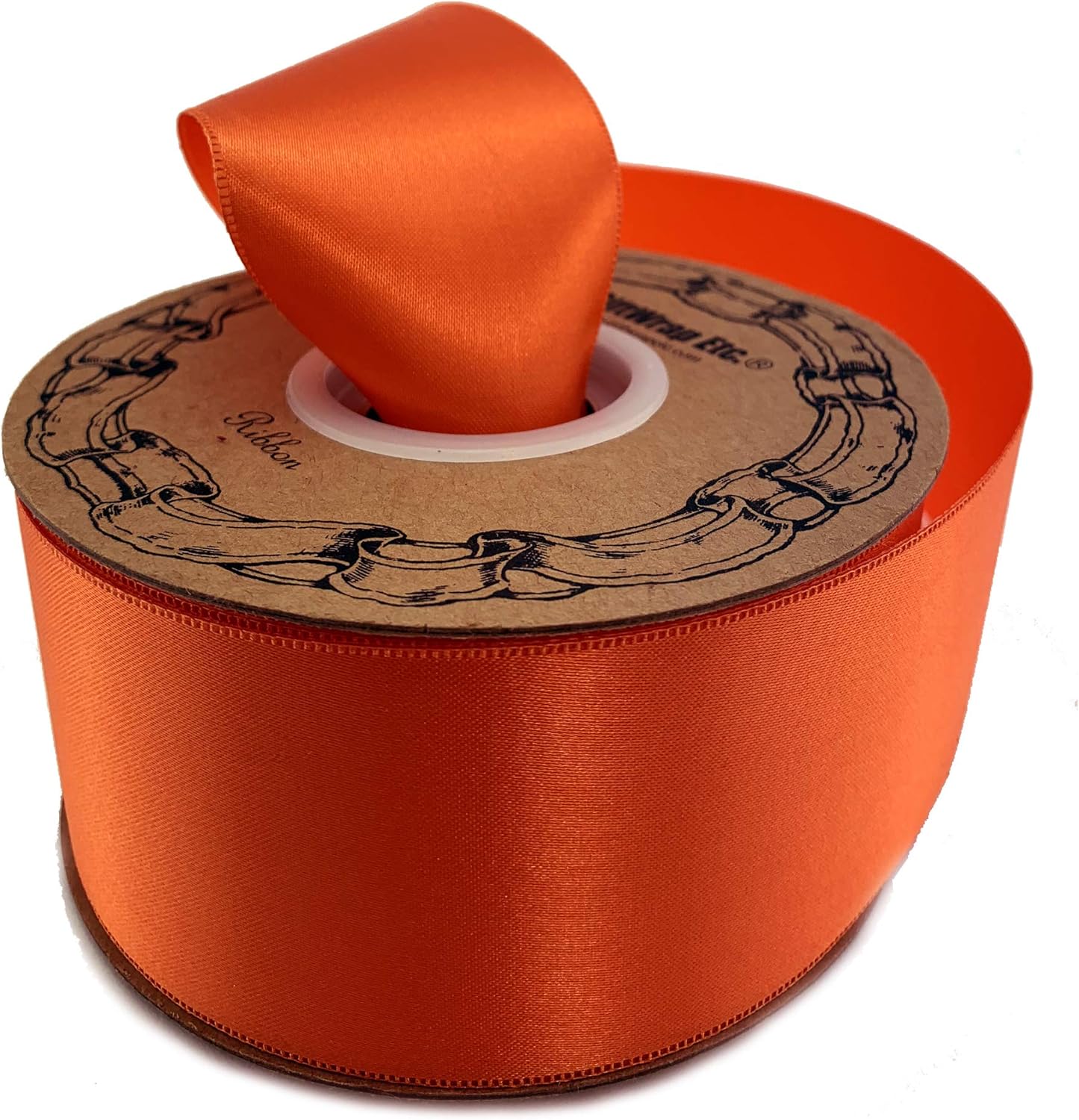 Bows & Ribbons - Orange Satin Fabric Halloween Ribbon - 2