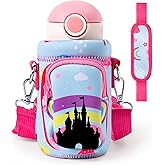 2ooya Water Bottle Carrier Bag with Strap for Kids - Water Bottle Bag Holder with Padded Strap Pocket 10/12/14/16/18Oz for Boys Girls School Walking Hiking Camping