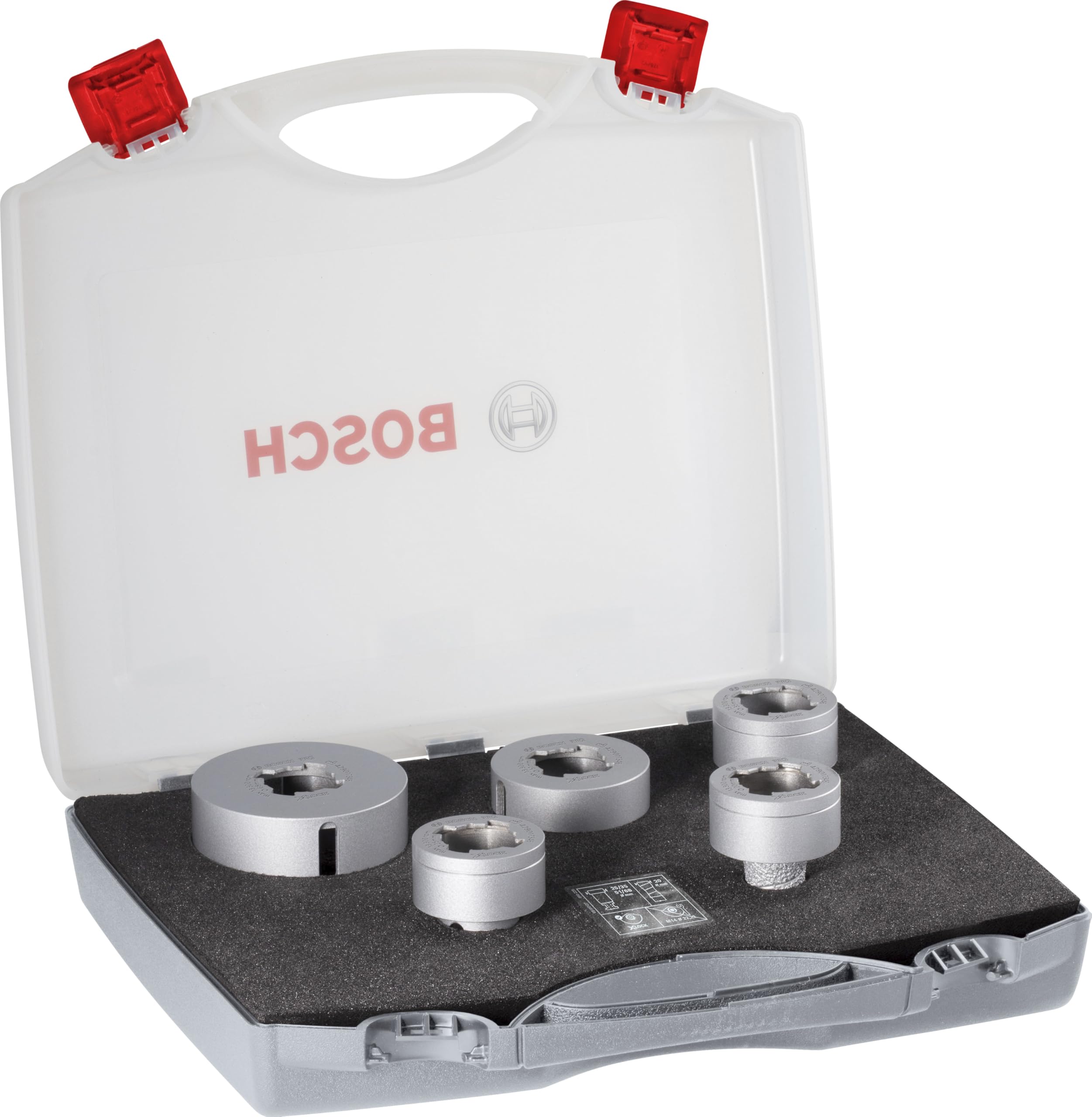 Bosch 5x PRO Ceramic Dry Diamond Core Cutter Set for X-Lock and Small Angle Grinders (for Tiles, Hard tiles, Ø 20,0, 25,0, 35,0, 51,0, 68,0 mm, Professional Accessory Small Angle Grinder)