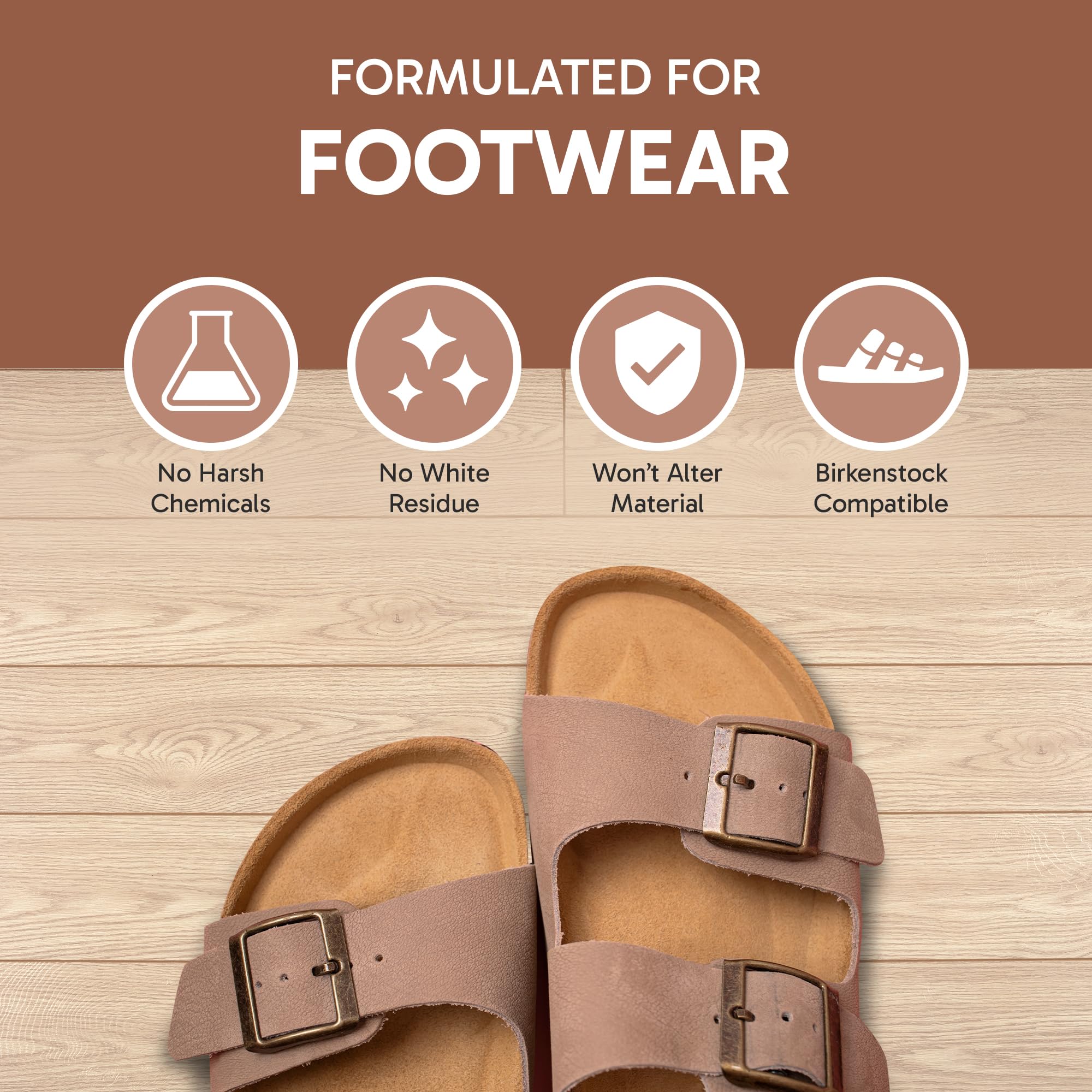 FORTIVO FORTIVO 4-in-1 Sandal and Shoe Cleaning Kit for Birkenstock – Premium Care Kit Safe for Leather, Suede, Nubuck & Cork - Includes Sealer, Protector Spray, Cleaner & Brush