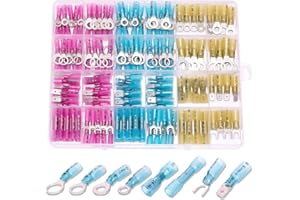 Heat Shrink Wire Connectors Kit, Electrical Waterproof Crimp Butt Terminals, Insulated Spade Connectors for Marine Automotive