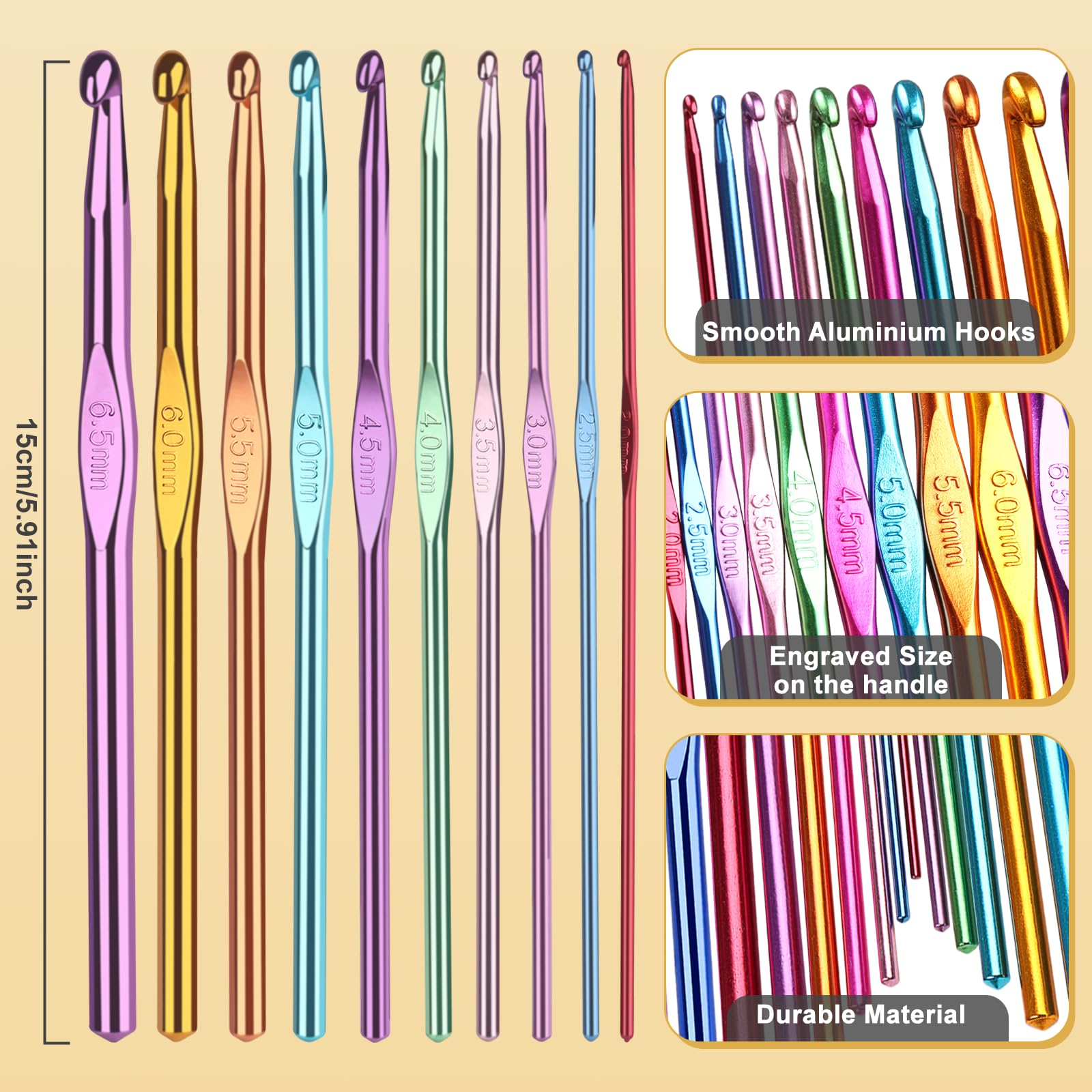 Aeelike Yarn Kit, 1093 Yards Crochet Yarn for Crocheting Complete Knitting Kit for Beginners Professionals with Aluminum Crochet Hooks Detailed Instruction, Ideal Crochet Yarn Set/Gift