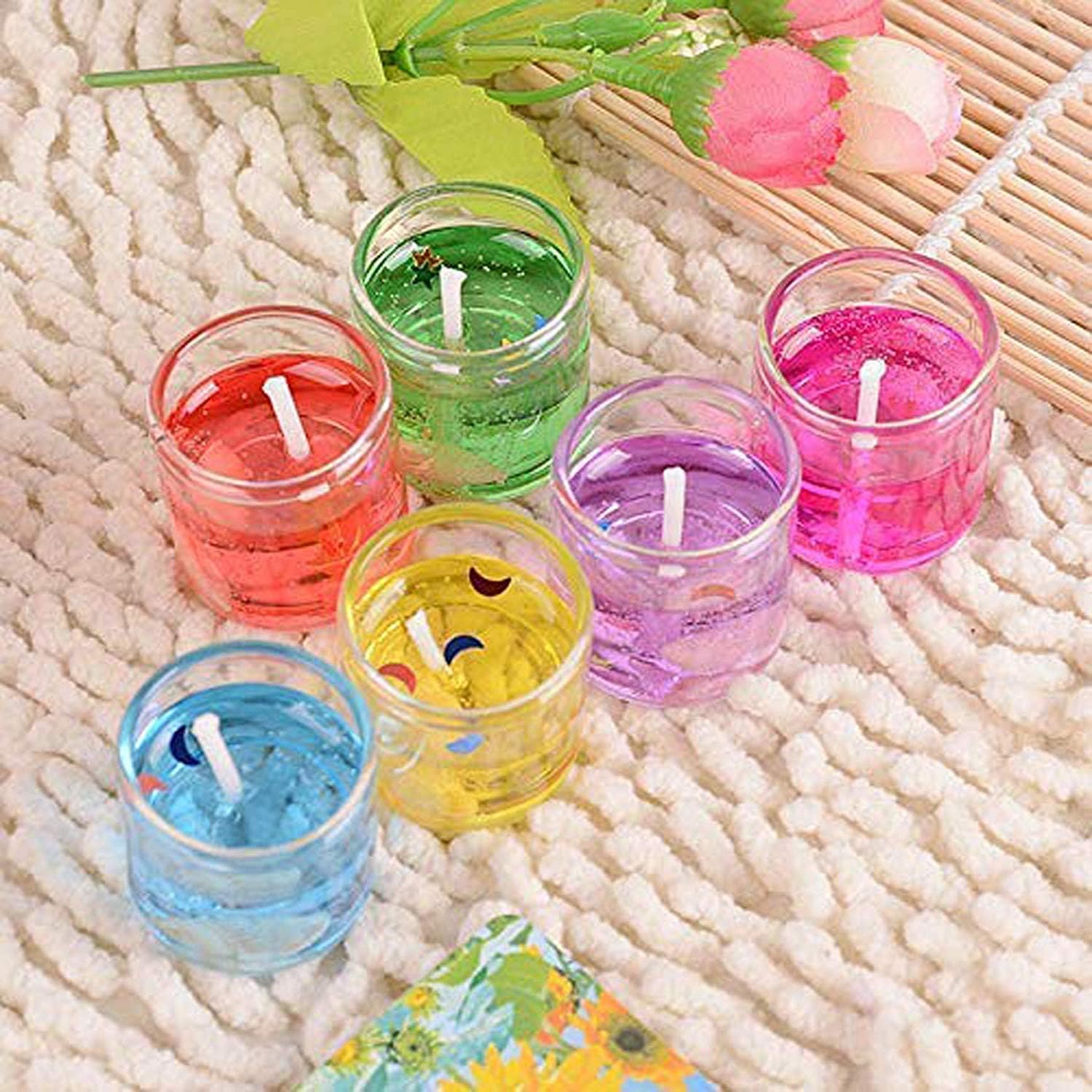 Kabir Collection Wax Jelly Tealight Candles, Pack of 6, Unscented