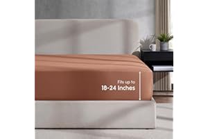 Nestl Rust Twin Fitted Sheet Kids, Extra Deep Pocket Fitted Sheet Twin Size, 1800 Microfiber Fitted Twin Sheet Only, Ultra Soft Twin Bed Fitted Sheet Fits up to 24 Inch Mattress