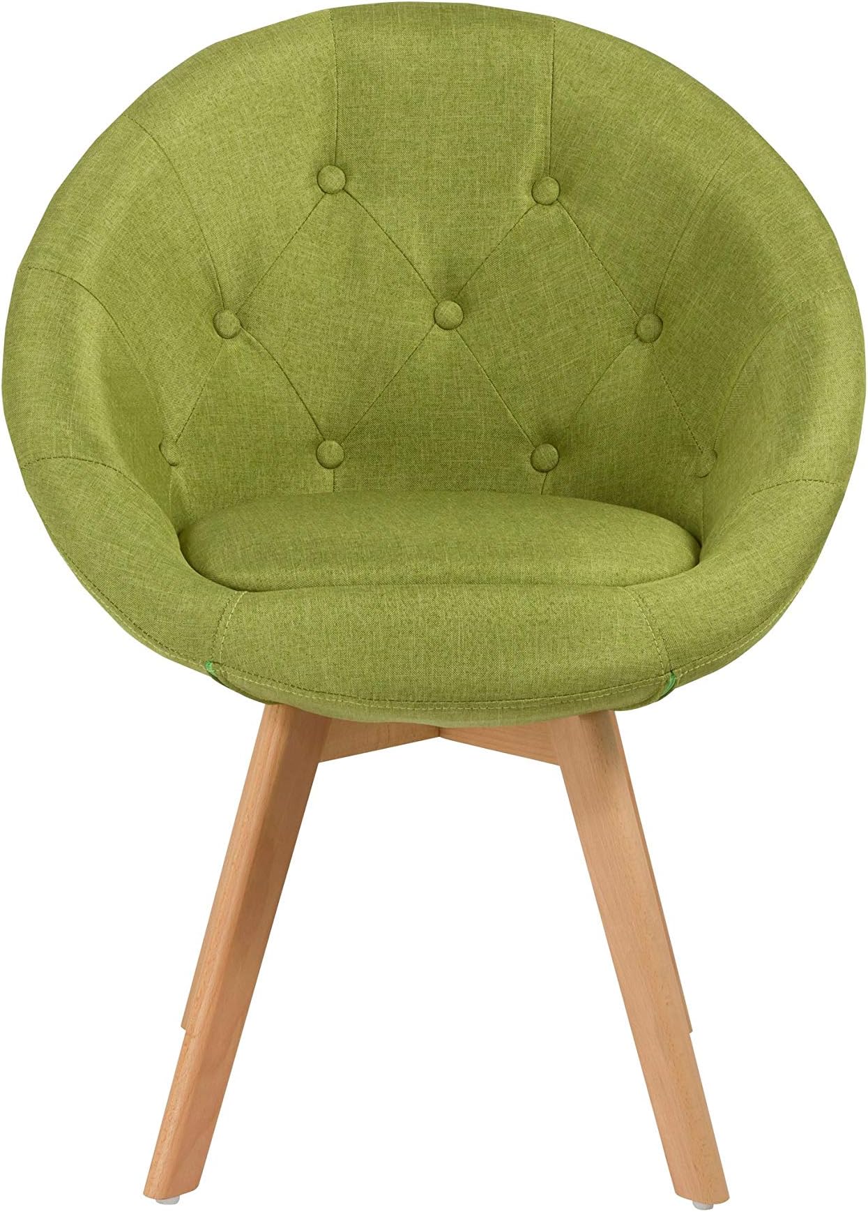 Dining Chair Fabric Cover Linen Chair Retro Design with Wooden Legs Armchair Colour Selection Duhome 509G, colour:green, material:Fabric