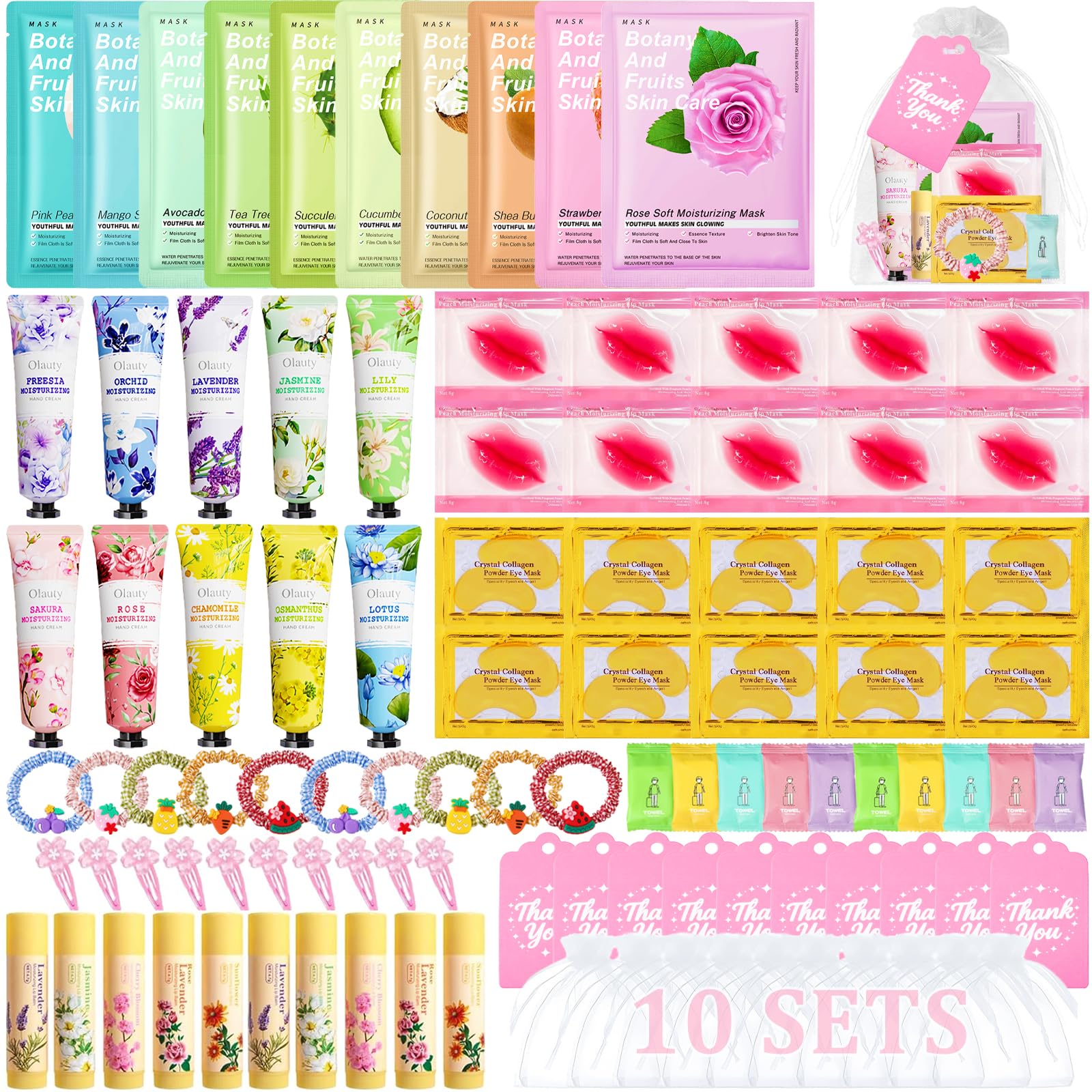 Photo 1 of 100PCS Spa Party Supplies for Girls 10-12, Bachelorette Spa Party Favors Gifts for Teens Girls 8-12, Face Masks Skincare,Hand Cream,Lip Balm,Eye Patches,Lip Mask, Spa Birthday Sleepover Party Supplies