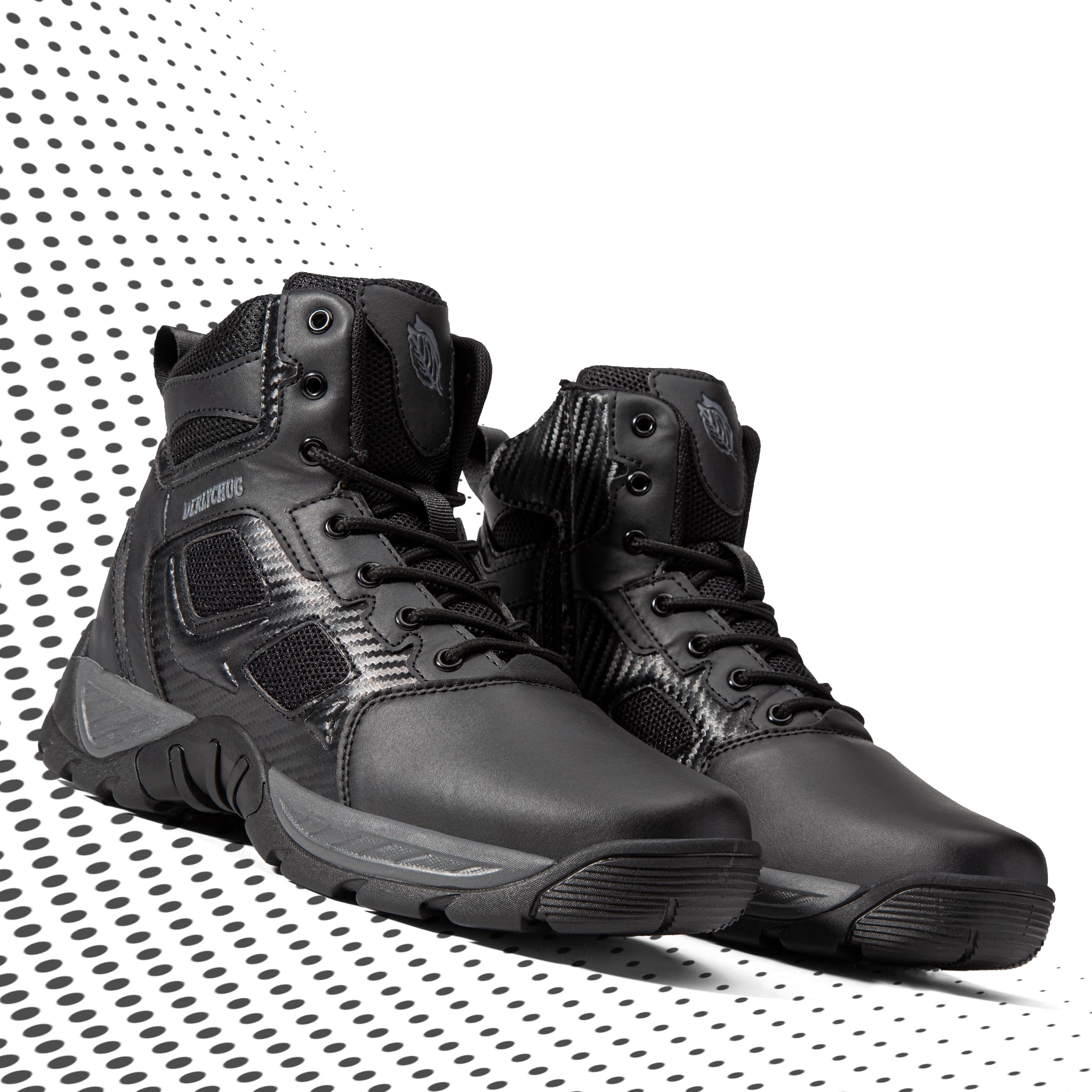derlychug Männer Tactical Military 6 Zoll Combat Side Zip Boot Leichter schwarzer Leder Army Duty Arbeitsschuh (Schwarz,46) 5
