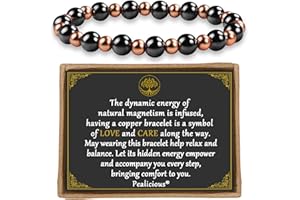 PEALICIOUS Copper Bracelets for Women Hematite Bracelet Men, Copper Jewelry for Mom as Christmas Stocking Stuffers with 3800 Gauss Magnets, Adjustable Beaded Bracelet as Cooper Gift Magnetic Jewelry