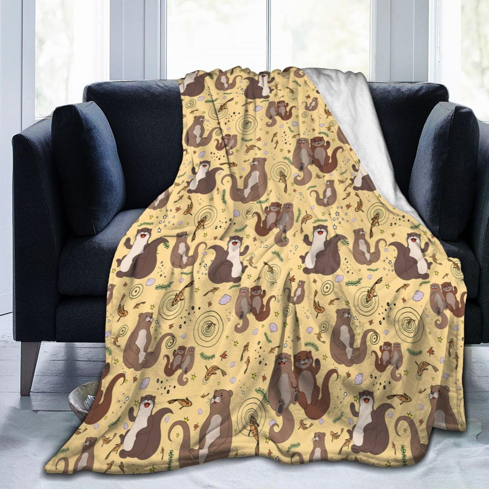 Photo 1 of Carwayii Sea Otters Blanket Throw Blanket Otter Gift for Women Men Soft Flannel Sofa Durable Travel Birthday Gift 60"" X50