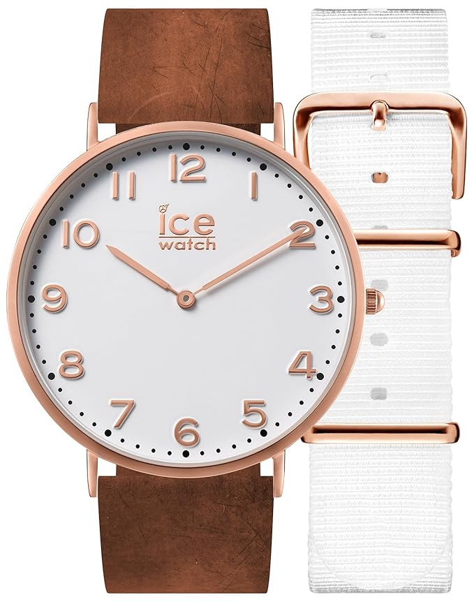 Ice-Watch - CITY Whitechapel - Braune Damenuhr mit Lederarmband + zusätzliches Nylonband