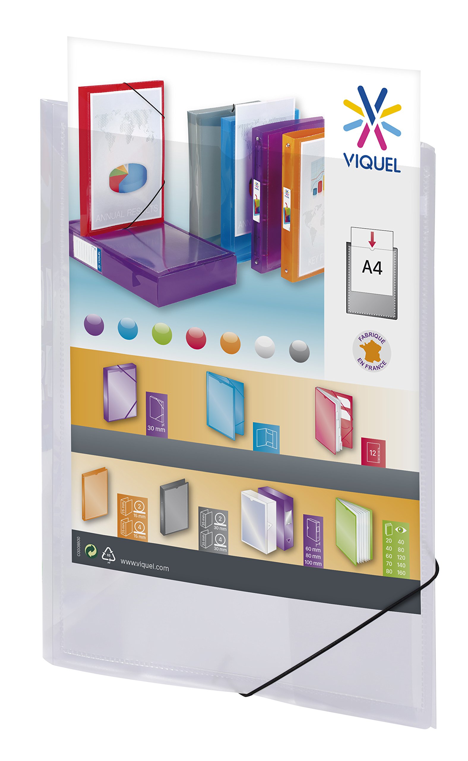 VIQUEL - PROPYGLASS Elastic Folder - for Filing and Storage - A4 Size - 3 Flaps - Sturdy Plastic - Made from France Guarantee - Transparent