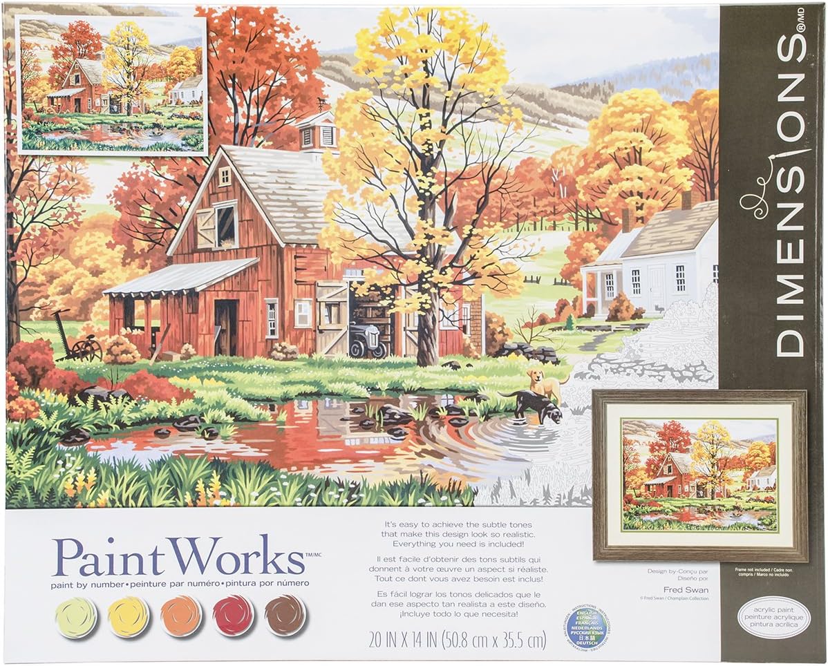 Amazon Com Dimensions Dogs In Autumn Paint By Numbers For Adults W X 14 L