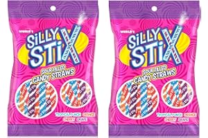 SMILING SWEETS Silly Stix Sour Filled Candy Straws - 2.75 oz Bag - Pack of 2 - Variety of Flavors - Tropical Punch, Orange, Cherry, and Grape - Fun for Everyone - Easy to Share with Friends and Family