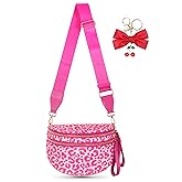 Bum Bag Crossbody Bag for Women | Spacious Bum Bags | Nylon Crossbody Fanny Packs | Leopard Purse Belt Wallet (Colour Bum Bag-Rose Leopard)