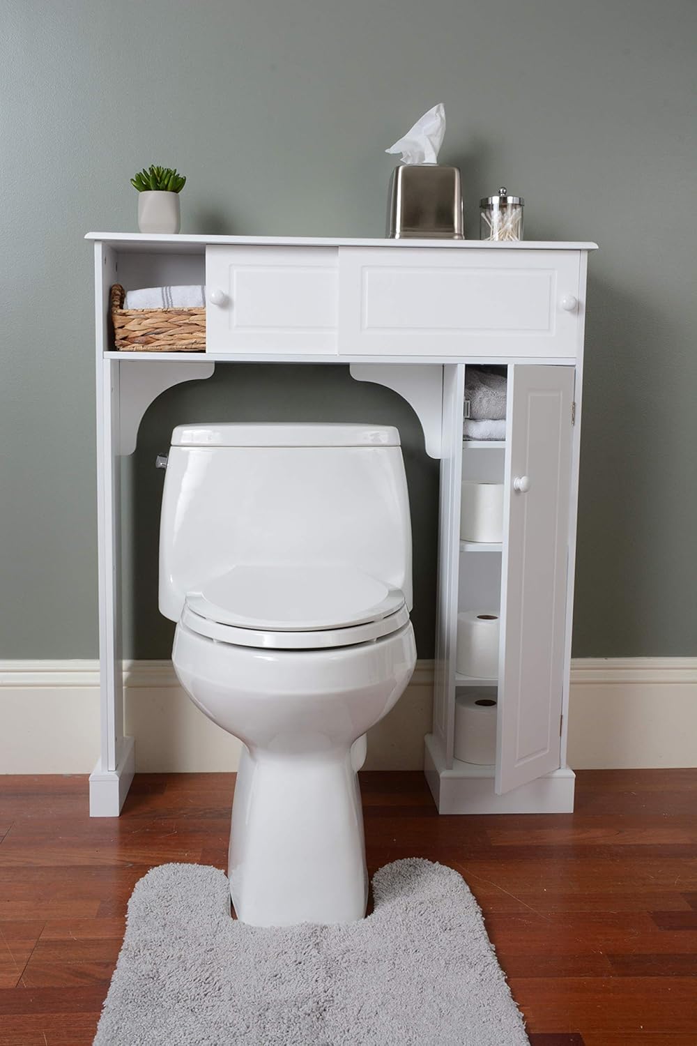 Wood Over The Toilet Storage Organizer White