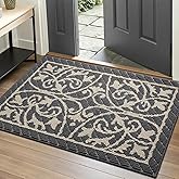 DEXI Front Door Mat Entryway, Inside Welcome Entrance Doormat Low Profile Thin, Non Slip Washable Entry Mats for House Floor Dirt Trapper, 32x48, Dark Gray