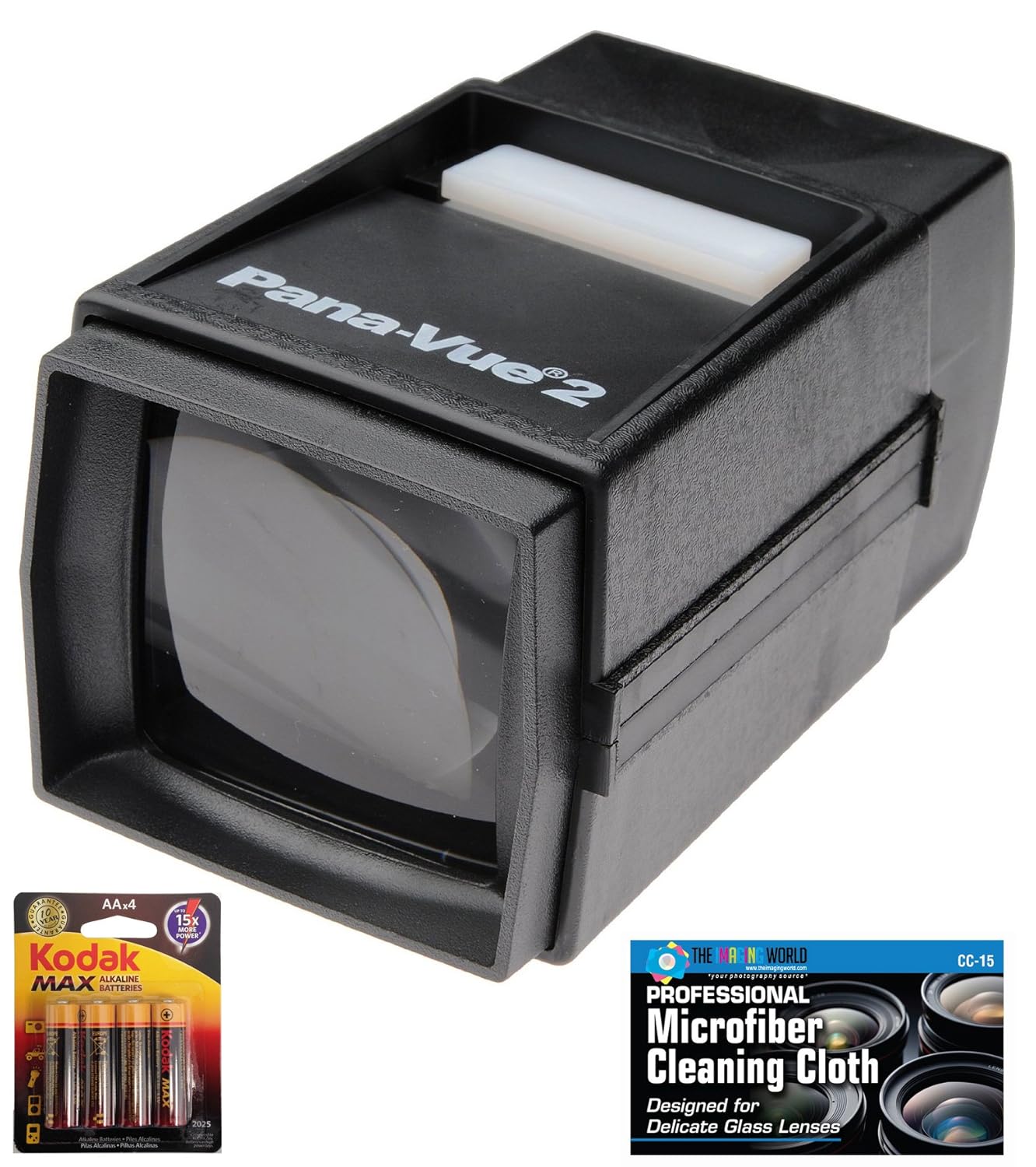 Pana-Vue 2 Illuminated Slide Viewer + AA Batteries + MicroFiber Cleaning Cloth