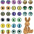 CHGCRAFT 30Pcs 15 Style Luminous Cat Eyes for Craft Glass Cabochons Glow in The Dark Half Round Animal Eyes Flatbacks for DIY Craft Necklace Bracelet Making, 20mm