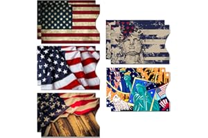 DEEZOMO RFID Blocking Sleeves (10 RFID Blocking Sleeves, 5 Unique Designs) Identity Theft Protection Travel Case Set (American Element) (Side Load)