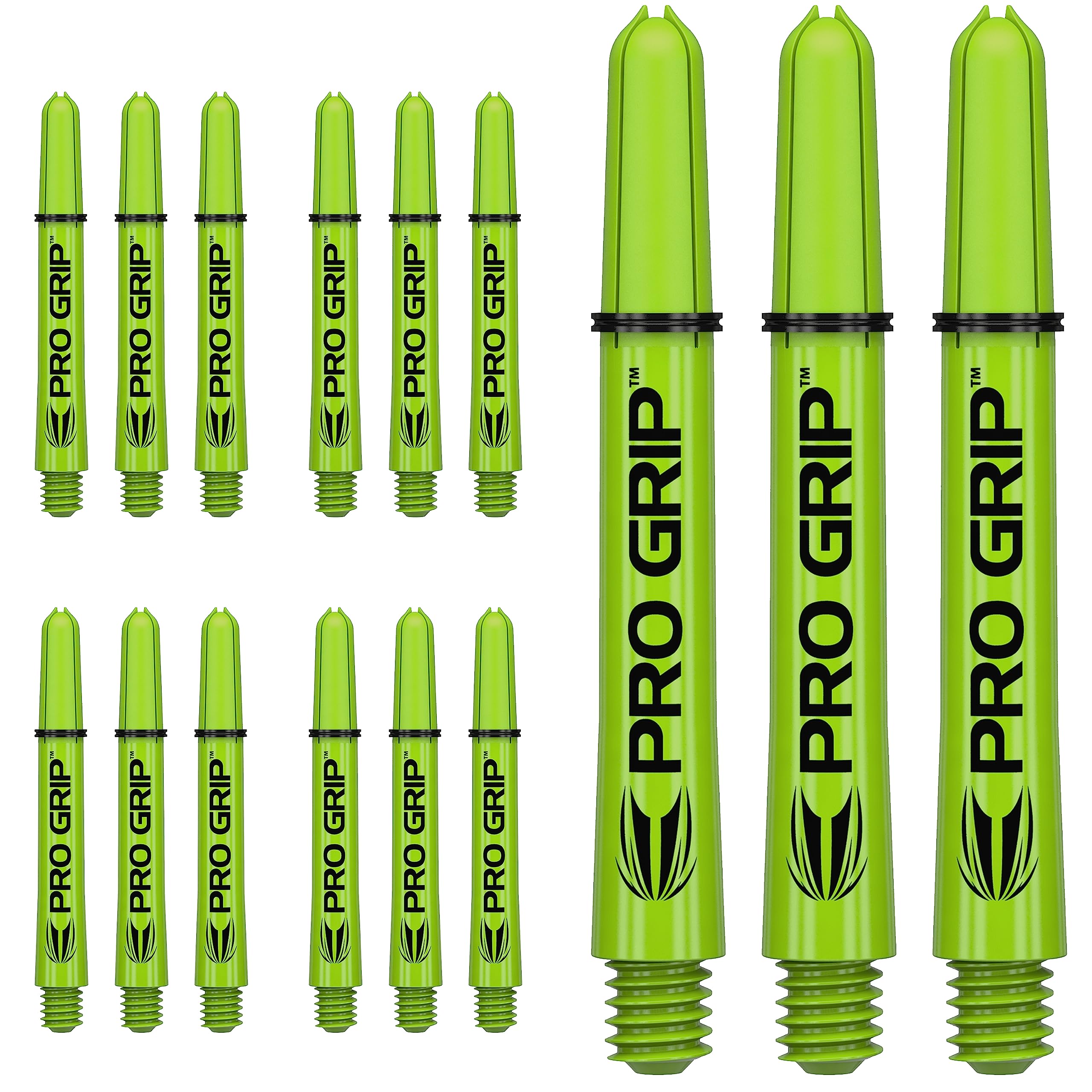 Target Darts 5 x Sets of Green Pro Grip Shaft Short - 15 in Total