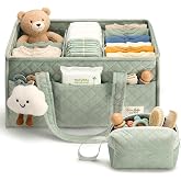 PeraBella Baby Diaper Caddy Organizer, Baby Basket Shower Gift, Portable Changing Table Basket, Postpartum Caddy & Tote Bag P