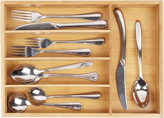 Amazon Com Silverware Utensil Cutlery Tray Bamboo Wooden Drawer