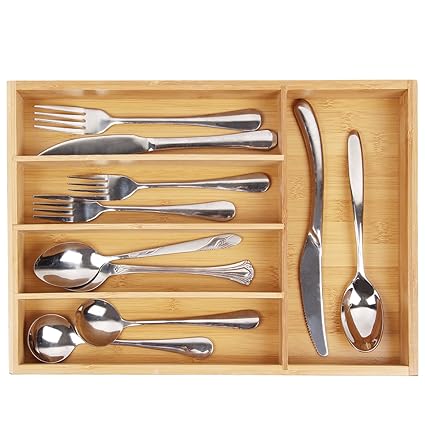 Buy Bamburoba Small Cutlery Trays Bamboo Kitchen Drawer Dividers 5
