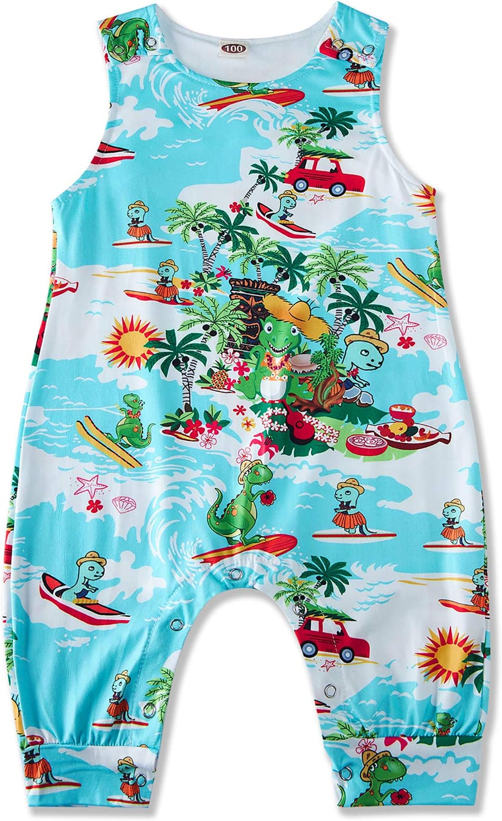 Newborn Baby Romper Dinosaur Shark Animal Jumpsuit Sleveless Bodysuit Summer Outfits for 3-24M Girls Boys