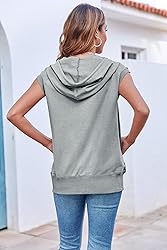 Fisoew Women's Sleeveless Zip Up Hoodies Casual