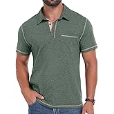 Sailwind Men's Short Sleeve Polo Shirts Casual Summer Classic Collared Golf Shirt with Pocket
