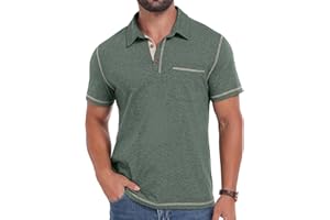 Sailwind Men's Short Sleeve Polo Shirts Casual Summer Classic Collared Golf Shirt with Pocket
