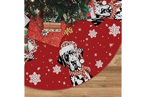 GAGEC Christmas Tree Skirt Red Tree Skirt Great Dane Xmas Winter Tree Skirt 48 Inch for Dog Christmas Indoor Outdoor Decorations