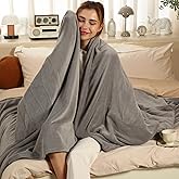 ESTINGO Heated Blanket Twin Size, Fast Heating Electric Blanket with Extremely Cozy Plush with 5 Heating Levels & 10 Hours Auto Off for Bedroom Office Couch, 62"x84", Light Gray