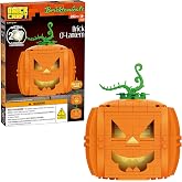 Brickcraft Brick O’-Lantern Building Kit, 233 Pieces | Halloween Pumpkin Decoration with 3 Interchangeable Faces & 2 Flickering Light Bricks | DIY Fall & Thanksgiving Jack-O’-Lantern Gift, Ages 8+