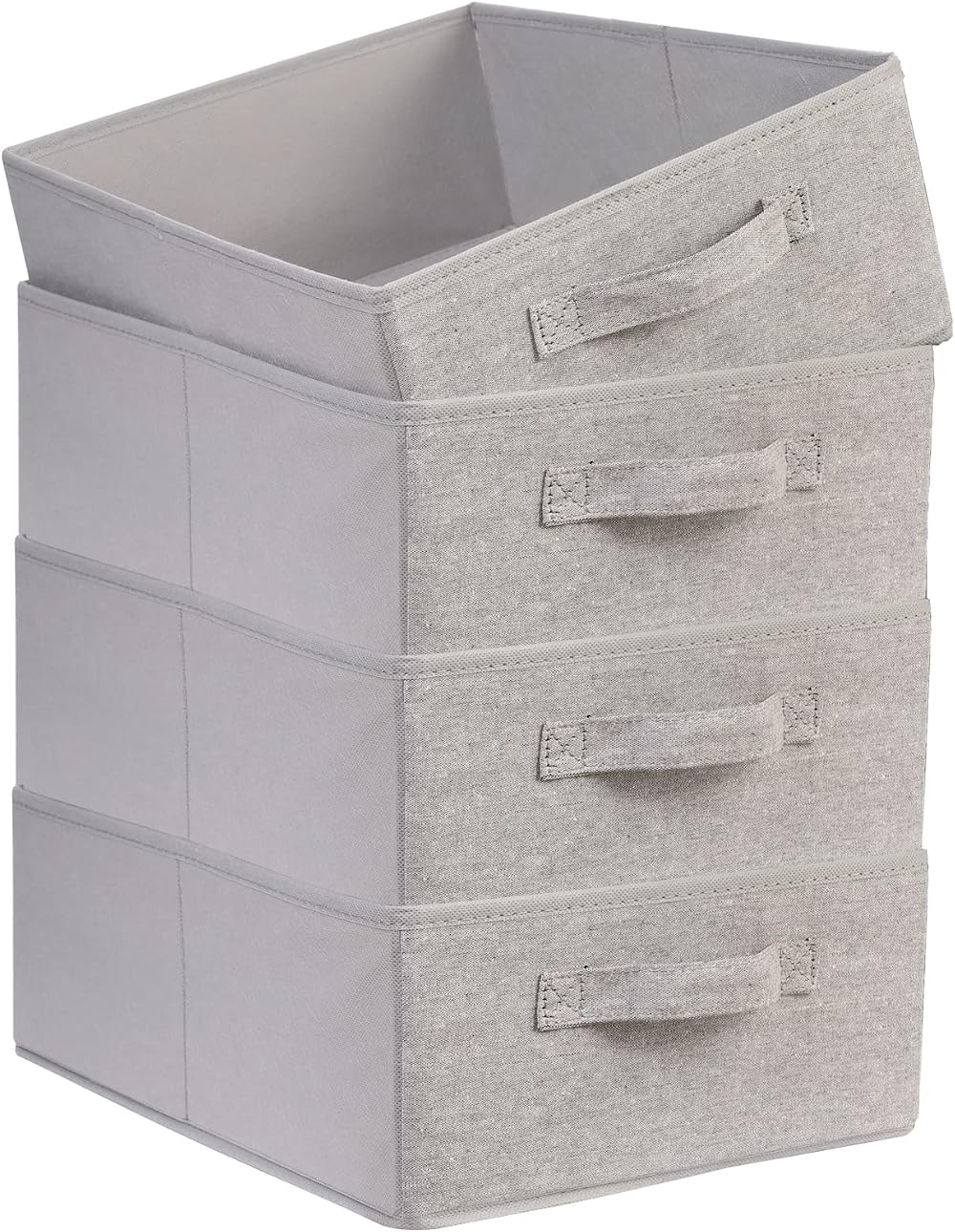 OVAKIA Foldable Fabric Storage Boxes Set of 4 Grey Organiser System